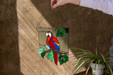 Corner Parrot Suncatcher, Stained Glass Wall Decoration