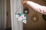 Corner Flowers Suncatcher, Stained Glass Wall Decoration