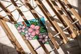 Corner Flowers Suncatcher, Stained Glass Wall Decoration