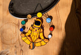 Astronaut in planets Space Yoga Stained glass Sun Catcher