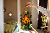 Astronaut in planets Space Yoga Stained glass Sun Catcher