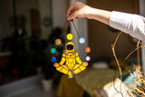 Astronaut in planets Space Yoga Stained glass Sun Catcher