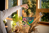 Corner Hummingbird Suncatcher, Stained Glass Wall Decoration