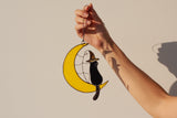 Cat on the moon Stain glass Sun Catcher