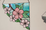 Corner Flowers Suncatcher, Stained Glass Wall Decoration