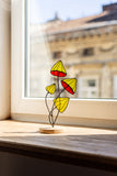Stained Glass Mushrooms Plant Stakes, Shelf Table Decoration