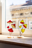 Stained Glass Mushrooms Plant Stakes, Shelf Table Decoration