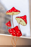 Stained Glass Mushrooms Plant Stakes, Shelf Table Decoration