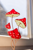 Stained Glass Mushrooms Plant Stakes, Shelf Table Decoration