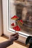 Stained Glass Mushrooms Plant Stakes, Shelf Table Decoration
