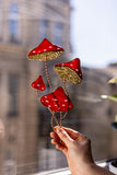 Stained Glass Mushrooms Plant Stakes, Shelf Table Decoration