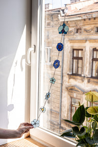 Stained Glass Floral Cornflowers Suncatcher