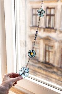Stained Glass Floral Cornflowers Suncatcher