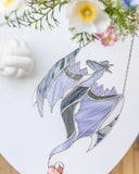 Gray Dragon Stained Glass Hanging