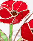 Stained Glass Red Poppies Window Hanging
