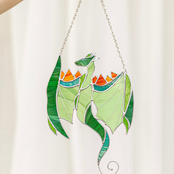Green Dragon Stained Glass Hanging