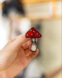 Stained Glass Broach, Branch Brooch fly agaric