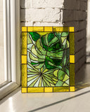 Stained glass panel, Monstera Leaf