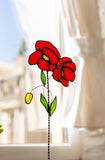 Real Glass Red Poppies Planter