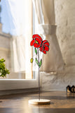 Real Glass Red Poppies Planter