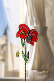 Real Glass Red Poppies Planter