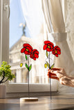 Real Glass Red Poppies Planter