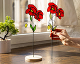 Real Glass Red Poppies Planter