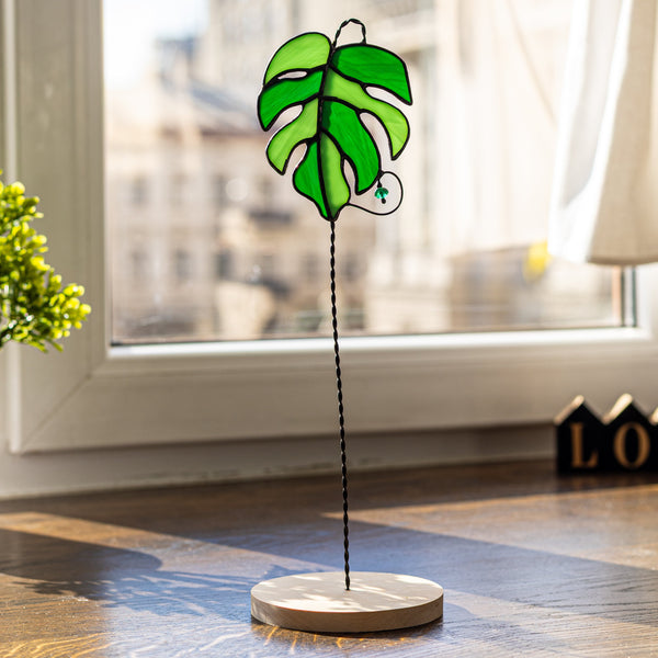 Monstera Stained Glass Planter