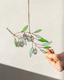 Stained Glass Olive Leaf Twig