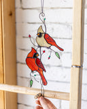 Cardinals Stained Glass Suncatcher – Birds Window Décor