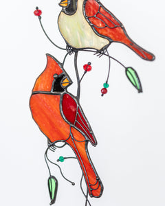 Cardinals Stained Glass Suncatcher – Birds Window Décor