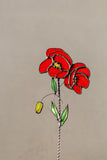 Real Glass Red Poppies Planter