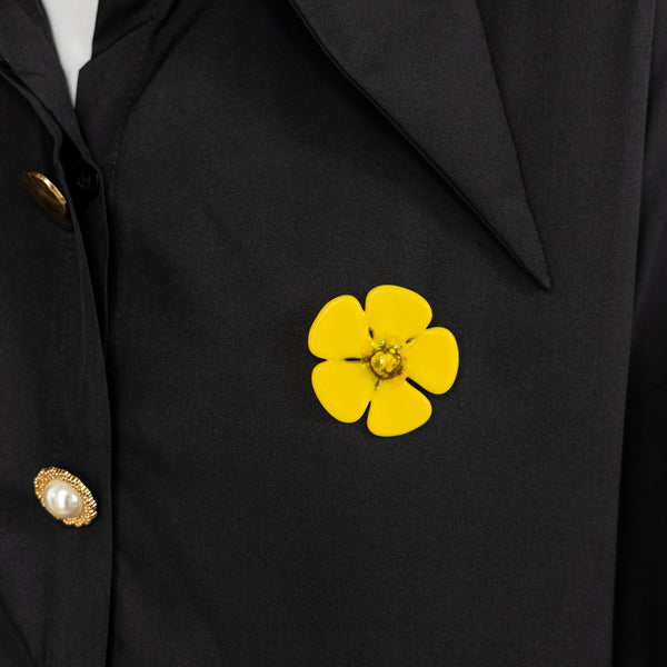 Yellow Buttercup Flower Brooch – Handmade Floral Pin