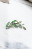 Laurel Branch Brooch. Stained Glass Broach
