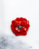 Red Poppy Flower Brooch, Vibrant Floral Statement Pin, Handmade Red Flower Lapel Pin for Coat Sweater Jacket, Wildflower Gift for Her