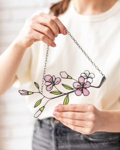 Sakura Twig Branch Stained Glass