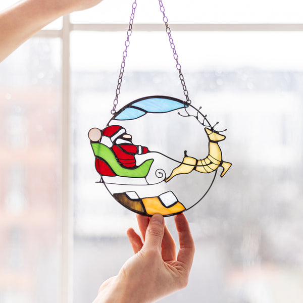 Santa Claus Stained Glass Suncatcher