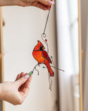 Cardinals Stained Glass Suncatcher – Birds Window Décor