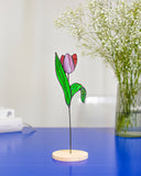 Tulip Sculpture – Stained Glass Floral Decor for Shelf or Window, Gift for Her, Birth flower