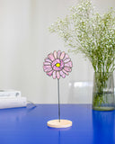 Pink Stained Glass Daisy Flower on a Stem | Home Garden Plant Pot Decor | Mother's Day Gift