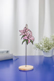 Iridescent Pink Lillies Stained Glass Flower Garden Stake