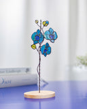 White Glass Orchid Plant Stake – Stained Glass Flower Decor for Pots, Vases, Soil | Unique Gift for Mom, Gardener Lover, Birth flower