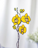 White Glass Orchid Plant Stake – Stained Glass Flower Decor for Pots, Vases, Soil | Unique Gift for Mom, Gardener Lover, Birth flower