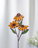 Stained Glass Echinacea – Freestanding Glass Flower Decor, Spring Gift for Women, Table or Windowsill Accent