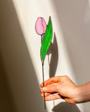 Tulip Sculpture – Stained Glass Floral Decor for Shelf or Window, Gift for Her, Birth flower
