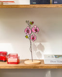 White Glass Orchid Plant Stake – Stained Glass Flower Decor for Pots, Vases, Soil | Unique Gift for Mom, Gardener Lover, Birth flower