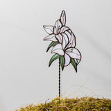 White Lillies Stained Glass Flower on a Stem 