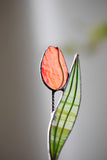 Tulip Sculpture – Stained Glass Floral Decor for Shelf or Window, Gift for Her, Birth flower