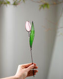 Tulip Sculpture – Stained Glass Floral Decor for Shelf or Window, Gift for Her, Birth flower