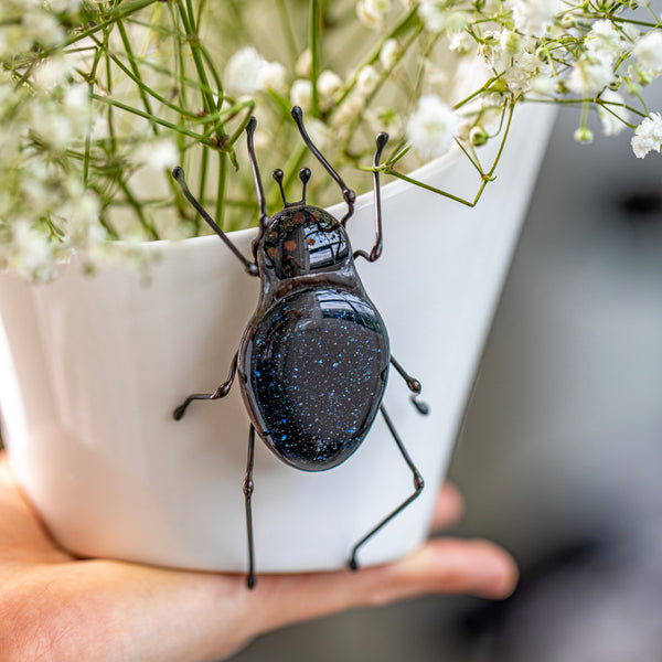 Stained Glass Bug Home Garden Plant Stake, Art Bookshelf Decor